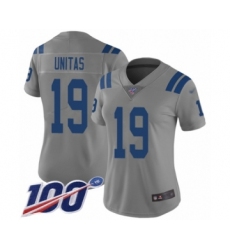 Women's Indianapolis Colts #19 Johnny Unitas Limited Gray Inverted Legend 100th Season Football Jersey