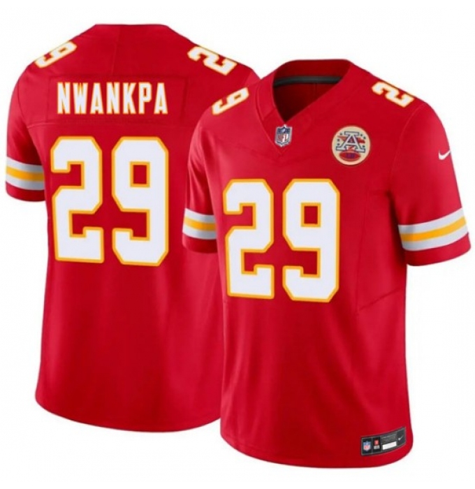 Men’s Kansas City Chiefs #29 Xavier Nwankpa Red 2026 Draft F.U.S.E. Vapor Untouchable Limited Football Stitched Jersey